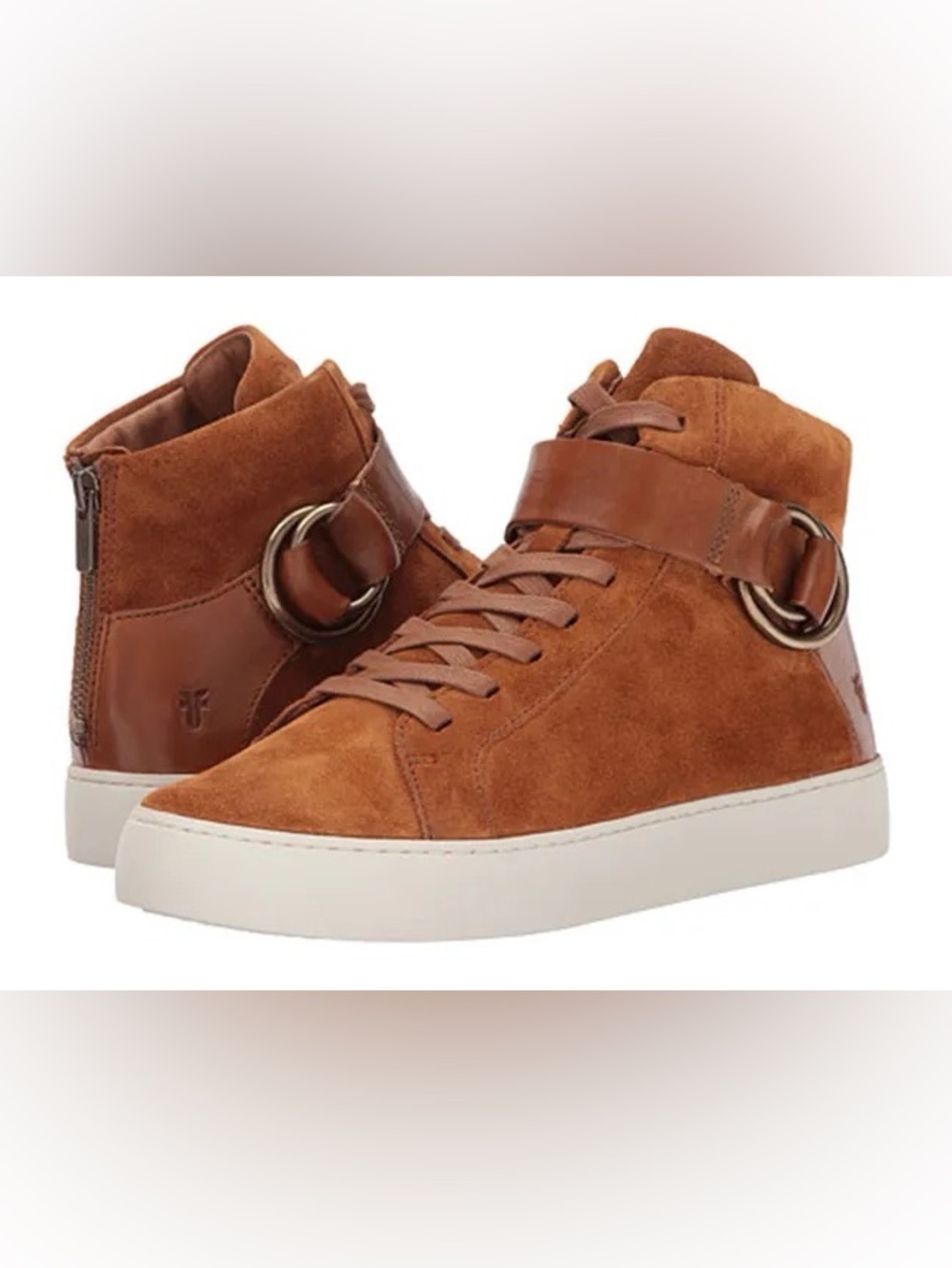 FRYE Lena Harness Nutmeg Brown Suede Hightop Sneakers Booties 7